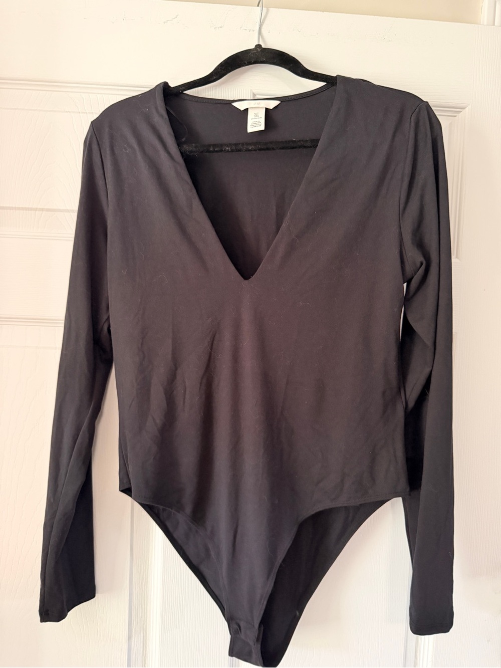 H&M Black V-Neck Long Sleeve Bodysuit